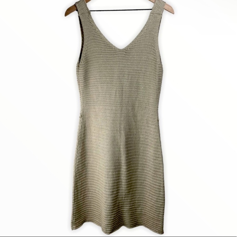 Soft Surroundings Womens Tan Gold Metallic Sleeveless Sweater Dress Medium Tall - Picture 2 of 3